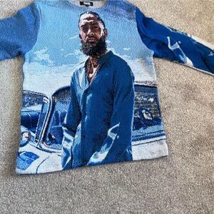 Blue tapestry custom crew neck